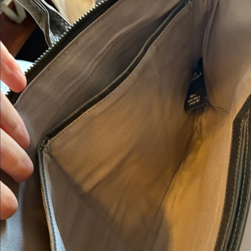 Gorgeous Gray Leather Day & Mood Laptop Bag With Dust Bag- Like New